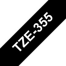 Brother TZE-355 labelprinter-tape Wit op zwart