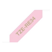 Brother TZE-RE34 labelprinter-tape Goud op roze