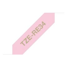 Brother TZE-RE34 labelprinter-tape Goud op roze