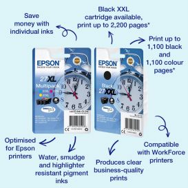Epson Alarm clock Multipack 3-colour 27XL DURABrite Ultra Ink