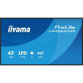 iiyama LH4364UHS-B1AG beeldkrant Digitale signage flatscreen 109,2 cm (43") LED Wifi 500 cd/m² 4K Ultra HD Zwart Type processor Android 24/7