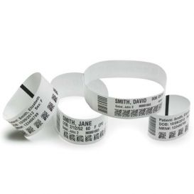 Zebra Z-Band Ultrasoft, wit, 25x178 mm, polypropyleen, kern rol 25 mm, kleefsluiting, 250 bandjes per rol -> Per 6 rollen