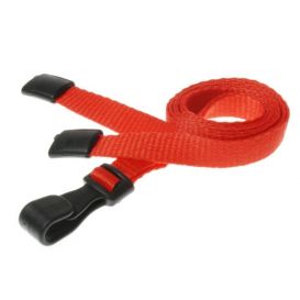 Ultraclip keycord 10mm rood met breekbeveiliging en plastic haak, pak a 100 stuks