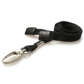 Ultraclip Keycord 10mm Zwart – met Breekbeveiliging en Luxe Metalen Haak (per 100 stuks)