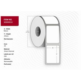 Capture labels 56x25 mm, Verwijderbaar, Kern 25 mm, Thermisch, Voor Epson TML60II/TML90, 1000 per rol -> Per 24 Rollen