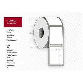 Capture labels 56x25 mm, Kern 25 mm, Thermisch, Voor Epson TML60II/TML90, 1000 Per Rol -> Per 24 rollen