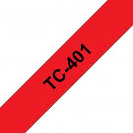Brother TC-401 labelprinter-tape Zwart op rood