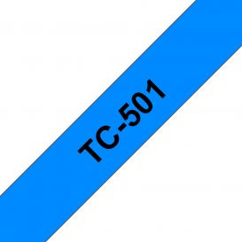 Brother TC-501 labelprinter-tape Zwart op blauw
