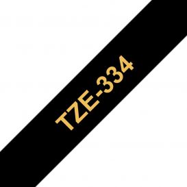 Brother TZE-334 labelprinter-tape Goud op zwart