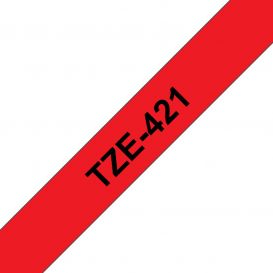 Brother TZE-421 labelprinter-tape Zwart op rood