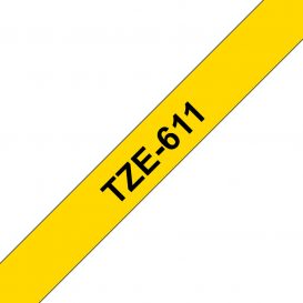 Brother TZE-611 labelprinter-tape Zwart op geel