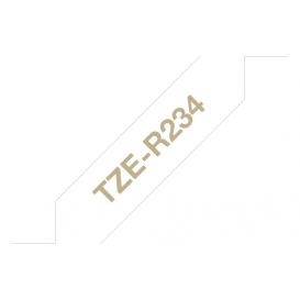 Brother TZE-R234 labelprinter-tape Goud op wit