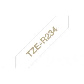 Brother TZE-R234 labelprinter-tape Goud op wit