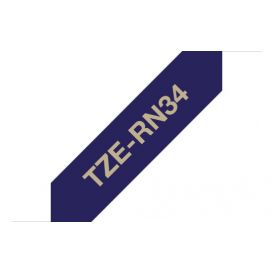 Brother TZE-RN34 labelprinter-tape Goud op navyblauw