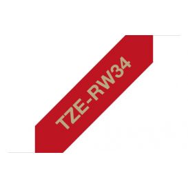 Brother TZE-RW34 labelprinter-tape Goud op rood