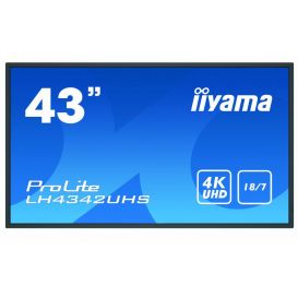 iiyama LH4342UHS-B3 beeldkrant Digitale signage flatscreen 108 cm (42.5") IPS 500 cd/m² 4K Ultra HD Zwart Type processor Android 8.0 18/7
