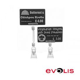 Edikio prijskaart standaard 40 mm hoog met klem, (prijs per 25 stuks)