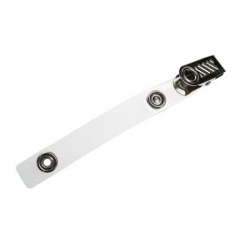 Badgeclip met krokodilklem en metalen drukknopband