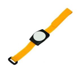 RFID polsband, mifare 13.56 MHz, I.CODE SLI (ISO15693), 265x31.5x9 mm, IP67, kleur tag: zwart, kleur band: geel